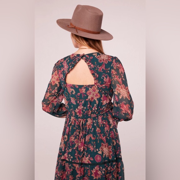 RUN THE WORLD PINE PAISLEY EMPIRE WAIST MIDI DRESS - Picture 4 of 13